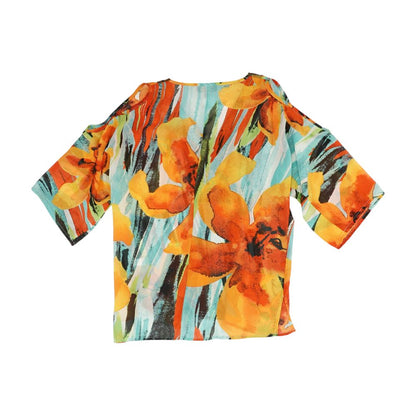 Multi Floral Short Sleeve Blouse