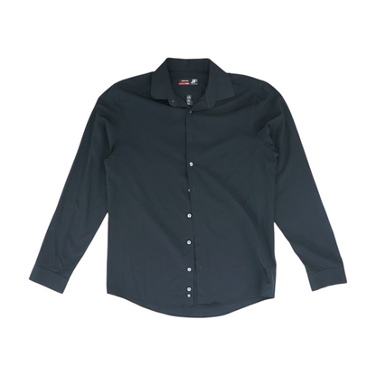 Black Solid Long Sleeve Button Down