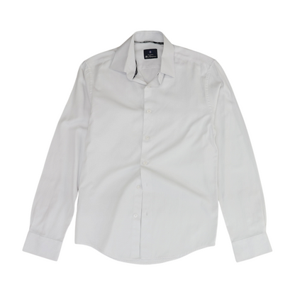 White Solid Long Sleeve Button Down