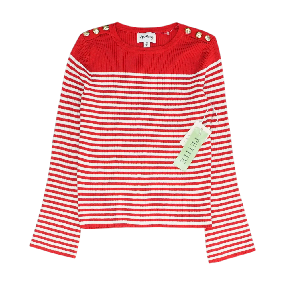 Red Petite Striped Pullover Sweater