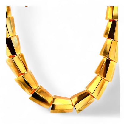 Gold Tone Metal Faceted Necklace