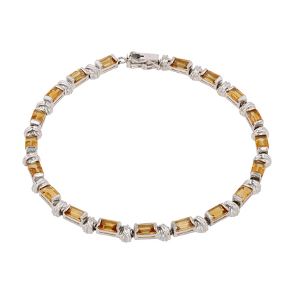 White Gold Yellow Stone Tennis Bracelet