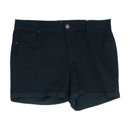 Black Solid Denim Shorts