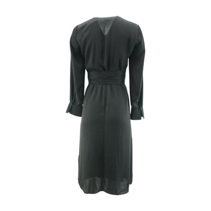 Black Solid Midi Dress