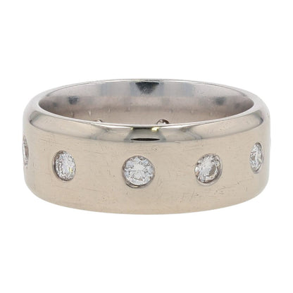 5/8 Ct 14K White Gold Flush Set Round Diamond Eternity Flat Band