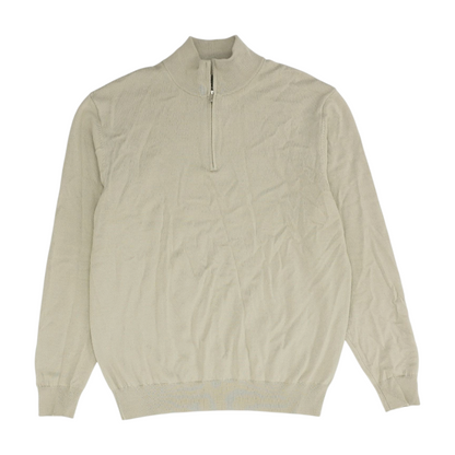 Beige Solid 1/4 Zip Sweater