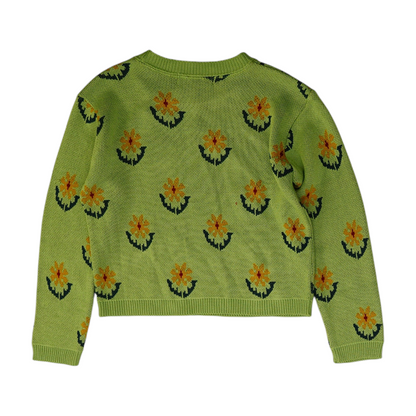 Green Floral Pullover Sweater