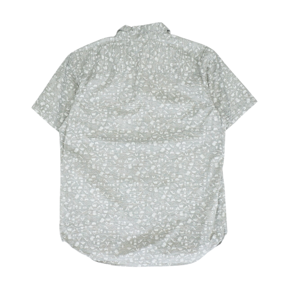 Gray Graphic Short Sleeve Button Down