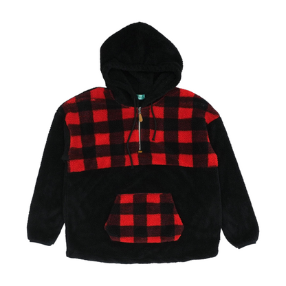 Black Check Hoodie Pullover