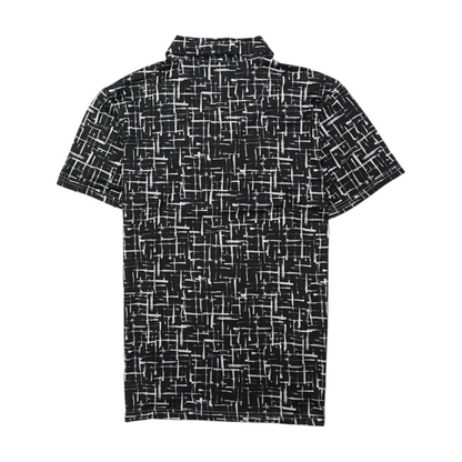 Black Print Short Sleeve Polo