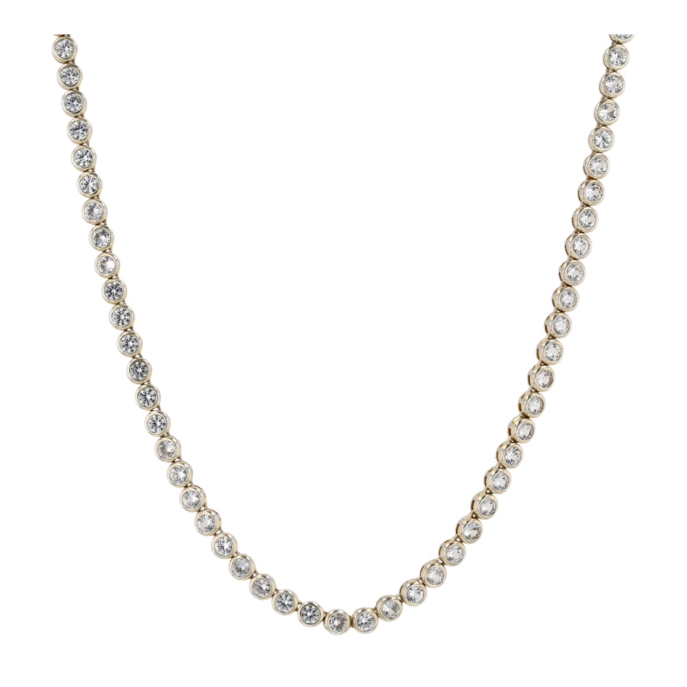 Sterling Silver White Sapphire Tennis Necklace