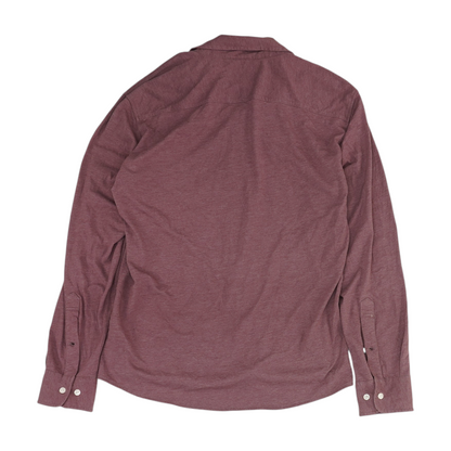 Maroon Solid Long Sleeve Button Down