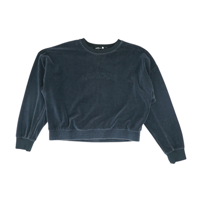 Black Solid Sweatshirt Pullover