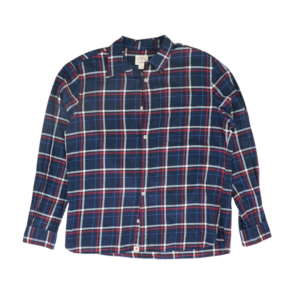 Navy Plaid Long Sleeve Button Down