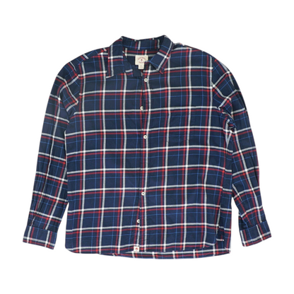 Navy Plaid Long Sleeve Button Down