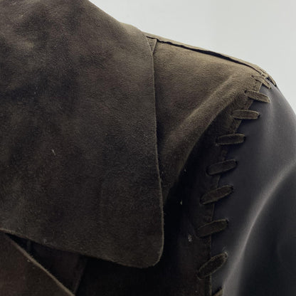 Brown Solid Leather Jacket