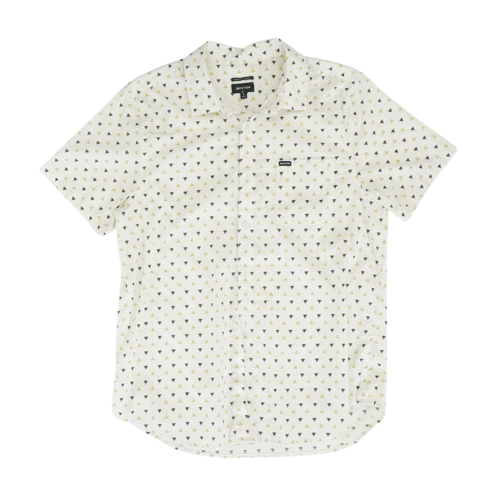 White Print Short Sleeve Button Down