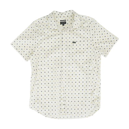 White Print Short Sleeve Button Down
