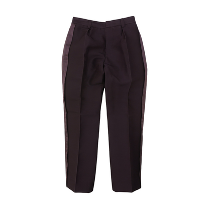 Purple Wool and Silk Blend Side Stripe Pants