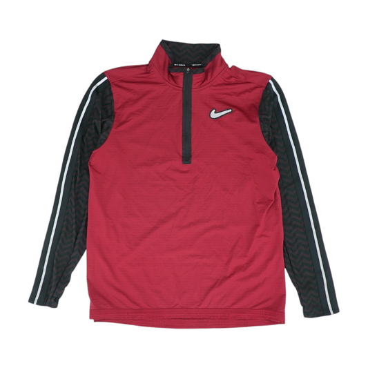Red Color Block 1/4 Zip Pullover