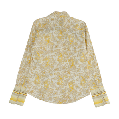 Beige Paisley Long Sleeve Button Down