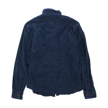 Blue Solid Flannel Button Down