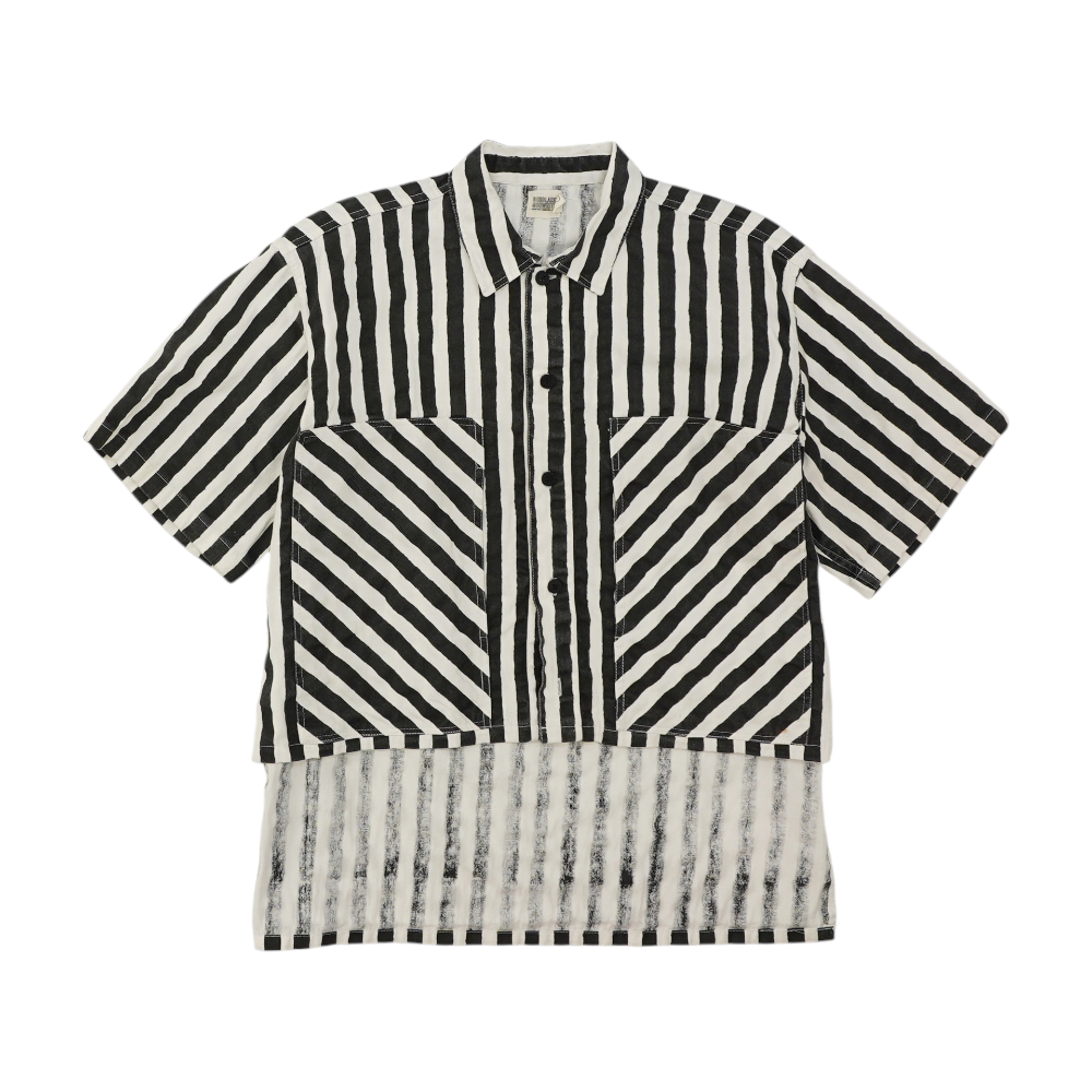norblack norwhite Black Striped Short Sleeve Button Down – Image 1