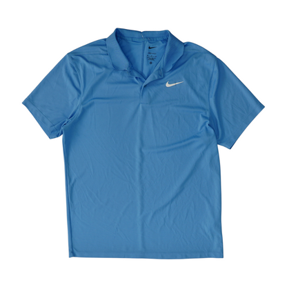 Blue Solid Short Sleeve Polo