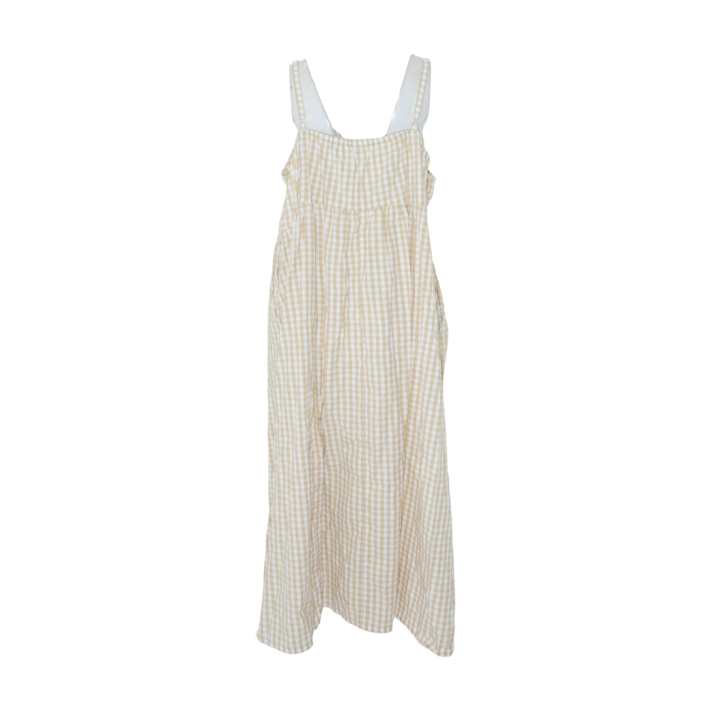 Beige Plus Check Midi Dress