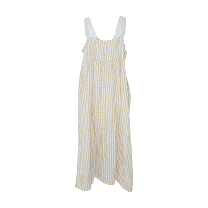 Beige Plus Check Midi Dress