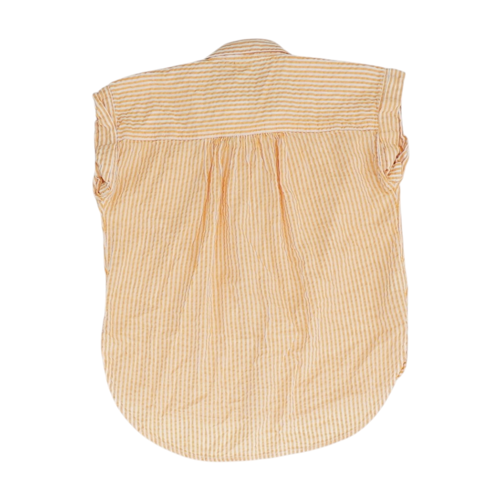 Orange Petite Striped Button Down