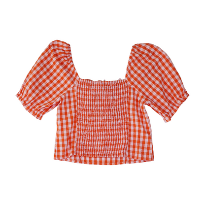 Orange Check Blouse