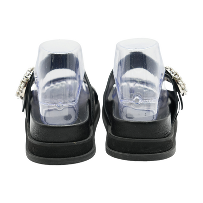 Black Marga Leather Slides