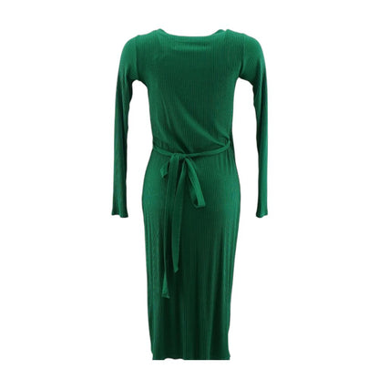 Green Solid Midi Dress