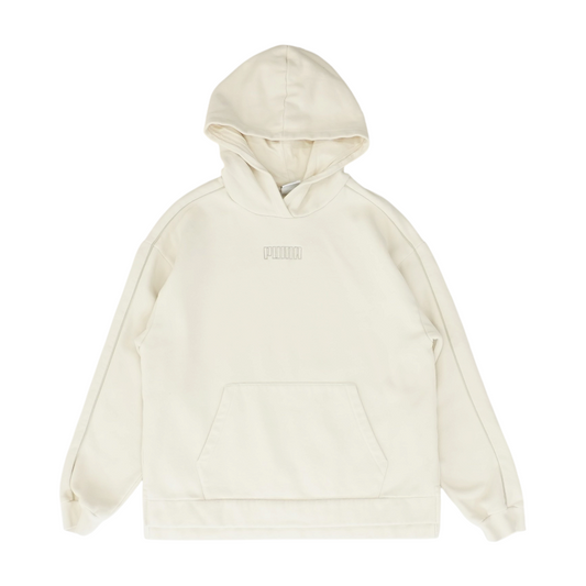 Beige Solid Hoodie Pullover