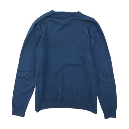 Blue Solid Pullover Sweater