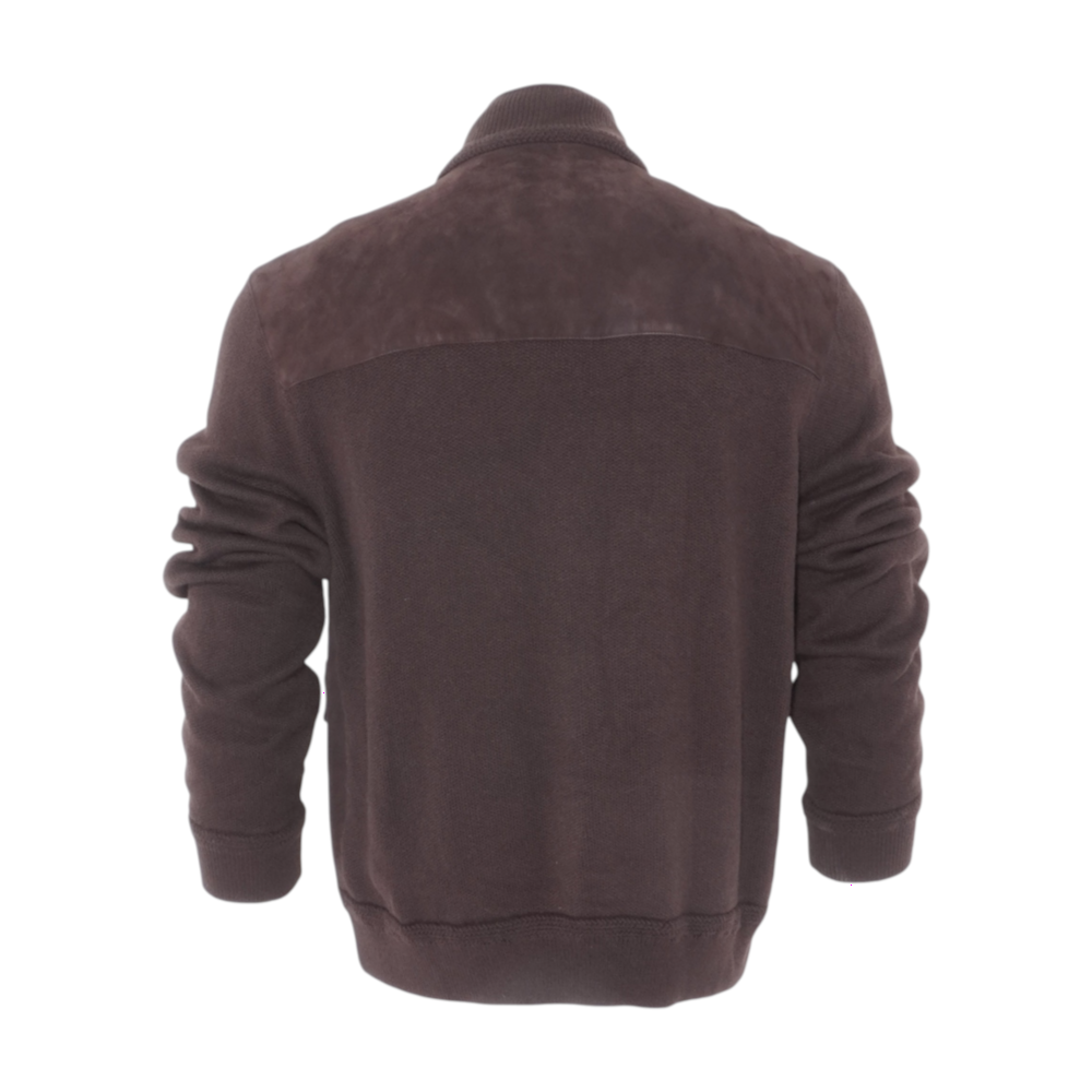 Suede-Front Cashmere Cardigan