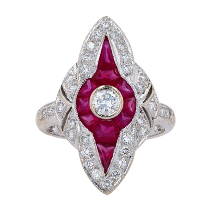 18K White Gold Synthetic Ruby Statement Ring