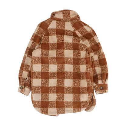 Brown Check Fur Jacket