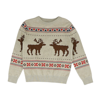 Beige Graphic Pullover Sweater