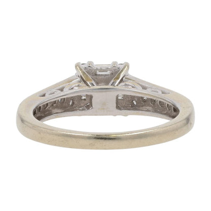 1/2 Ct 14K White Gold Round Diamond Center And Accented Shank Engagement Ring