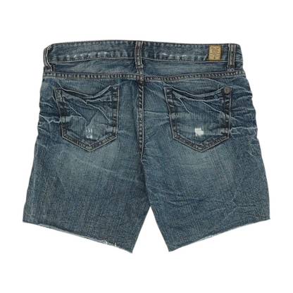 Blue Solid Denim Shorts