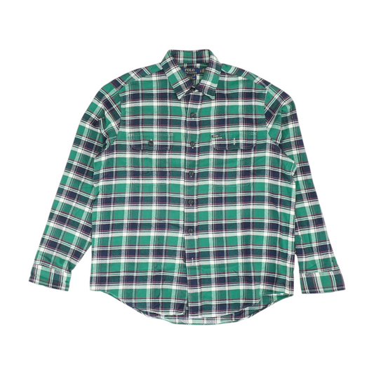 Green Plaid Flannel Button Down