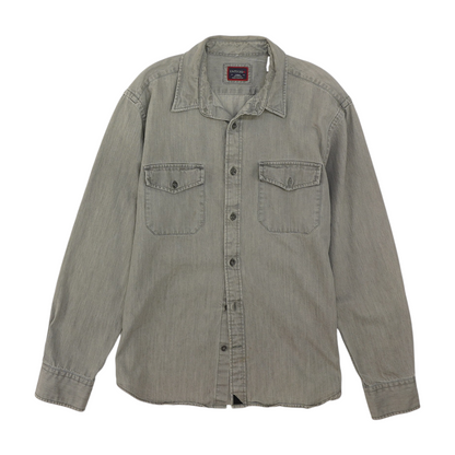 Gray Solid Long Sleeve Button Down