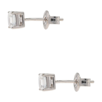 1.00 Ct Sterling Silver Square Lab Grown Diamond Stud Earrings