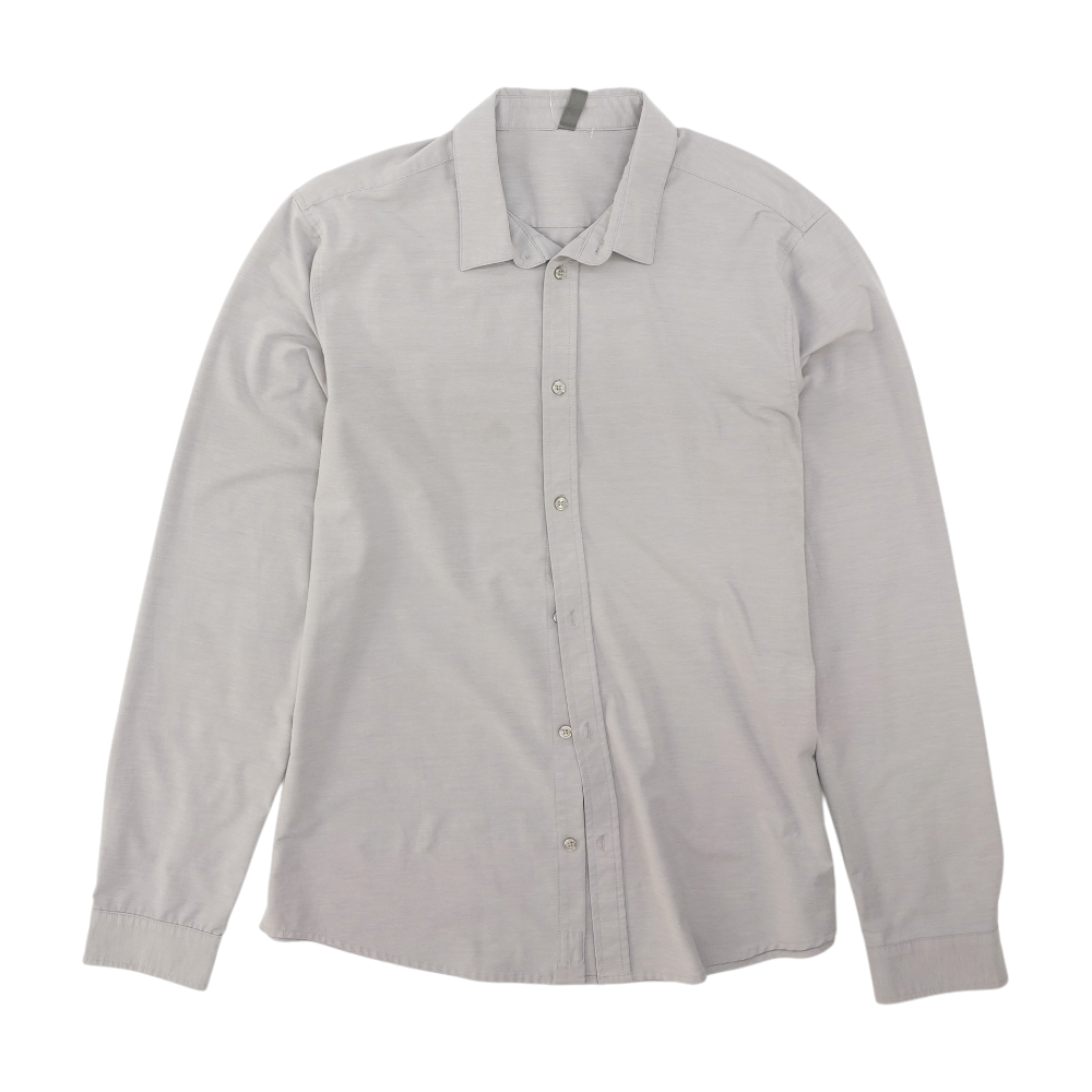 Gray Solid Long Sleeve Button Down