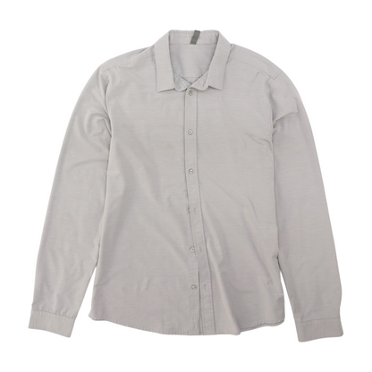 Gray Solid Long Sleeve Button Down