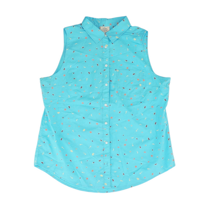 Blue Graphic Button Down