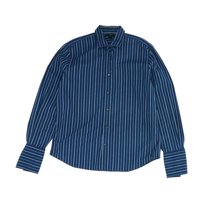 Navy Striped Long Sleeve Button Down