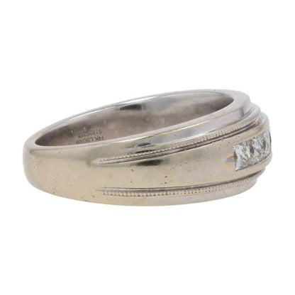 5/8 Ct 14K White Gold Seven Square Channel Set Diamond Wedding Band